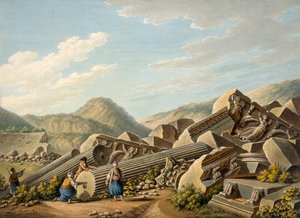 Roomalaisen temppelin rauniot Efesoksessa 1790-luvulla